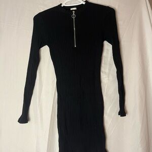 Garage Black Long Sleeve Ribbed Dress